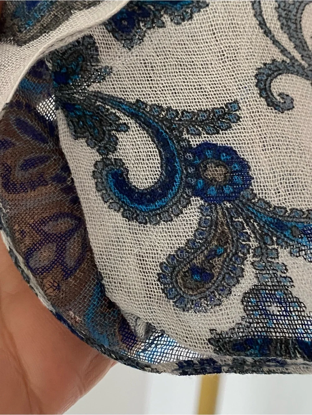 Massimo Dutti Blue Paisley Floral Lightweight Scarf Wrap
